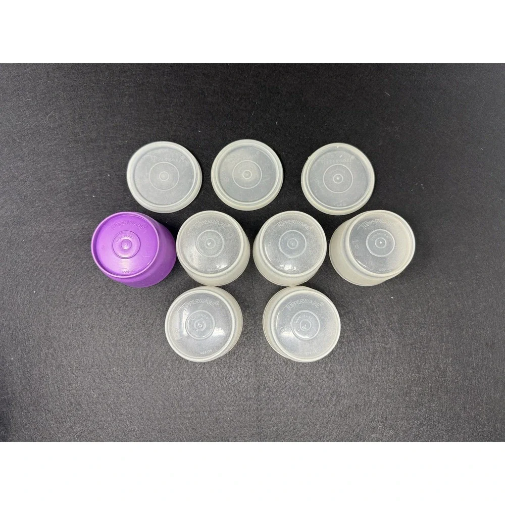 Vintage Tupperware Snack Cups Condiment Containers Lot 6 Cups 3 Lids Purple